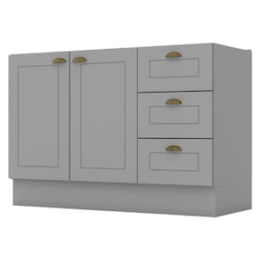 Balcao Pia 2 Portas 3 Gavetas 120 cm C353 Americana Cinza Henn
