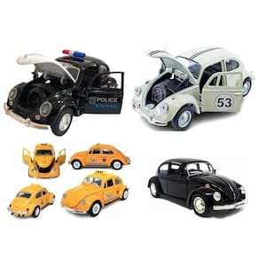 Kit 4 Super Fusca Táxi Clássico Carrinho Brinquedo Metal