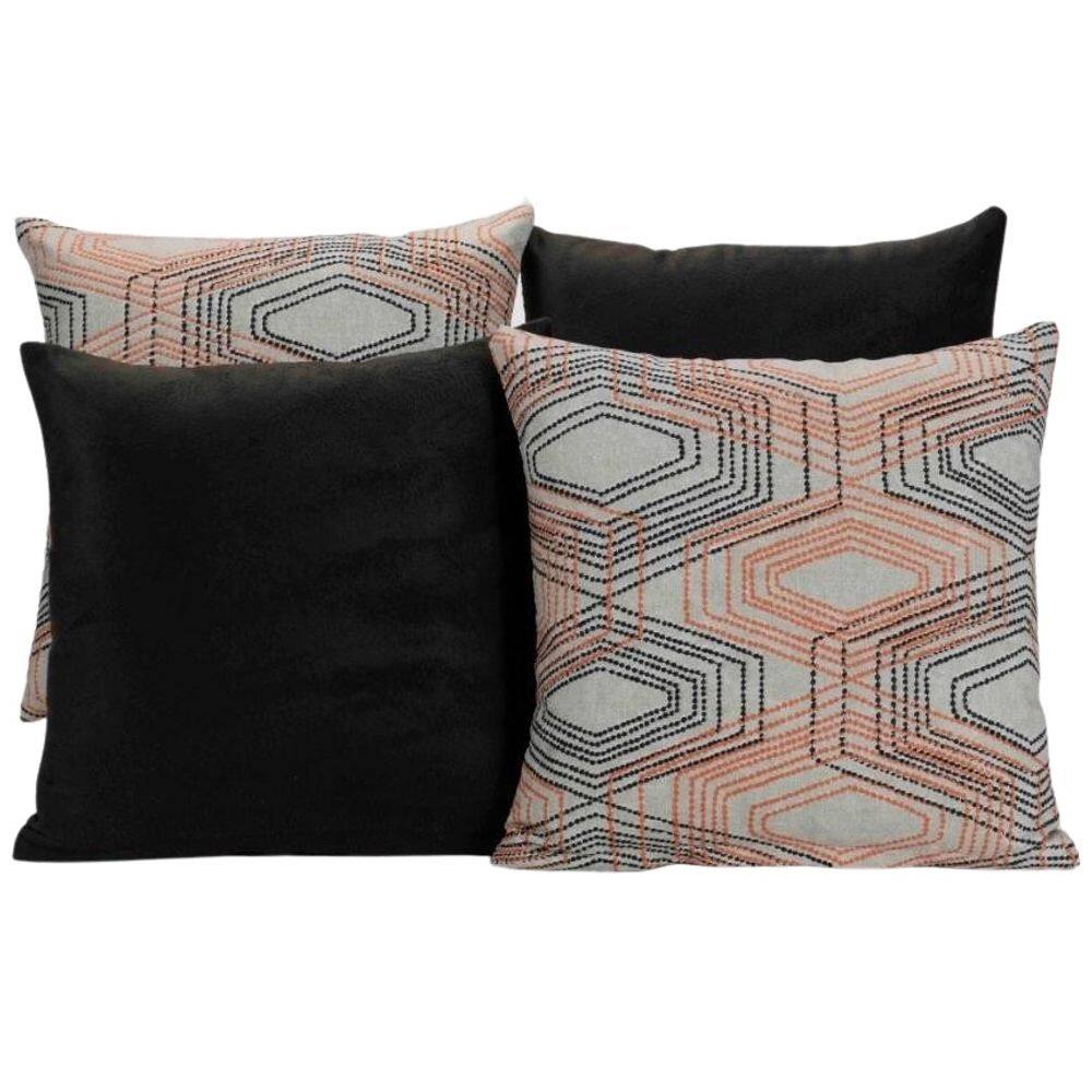 Kit 4 Capas De Almofada Decorativas Para Sofá Estampa Preto