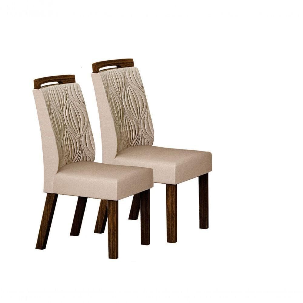 Kit 02 Cadeiras Sala De Jantar Ilheus Mdf Braúna,Palha