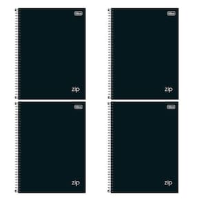 Caderno Espiral Universitário Zip 80 Folhas Preto 4 Unidades - Tilibra