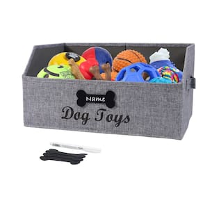 Cesta de brinquedos para cães Geyecete, organizador grande de tecido dobrável, cinza
