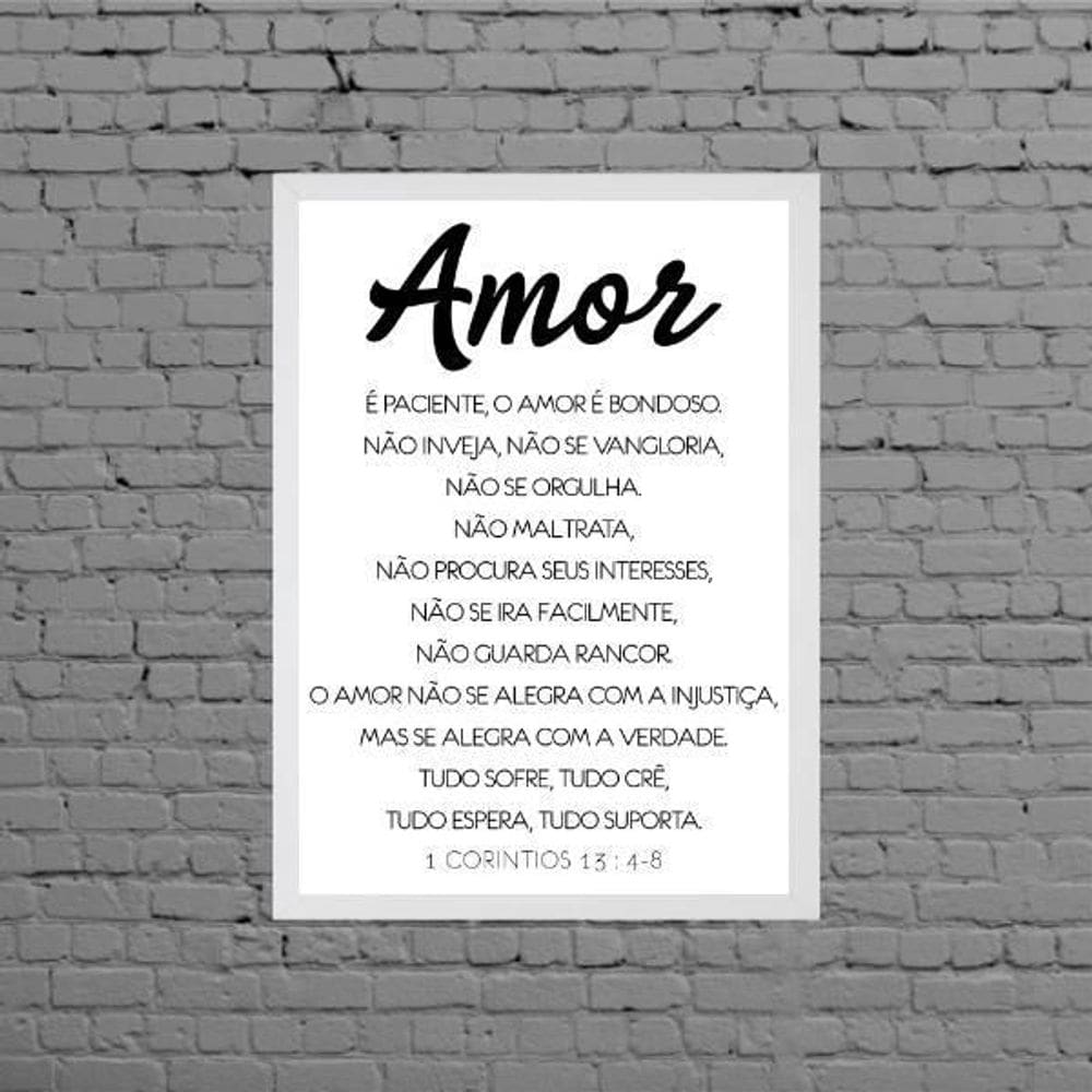Quadro O Amor É Paciente 24X18Cm Moldura branca