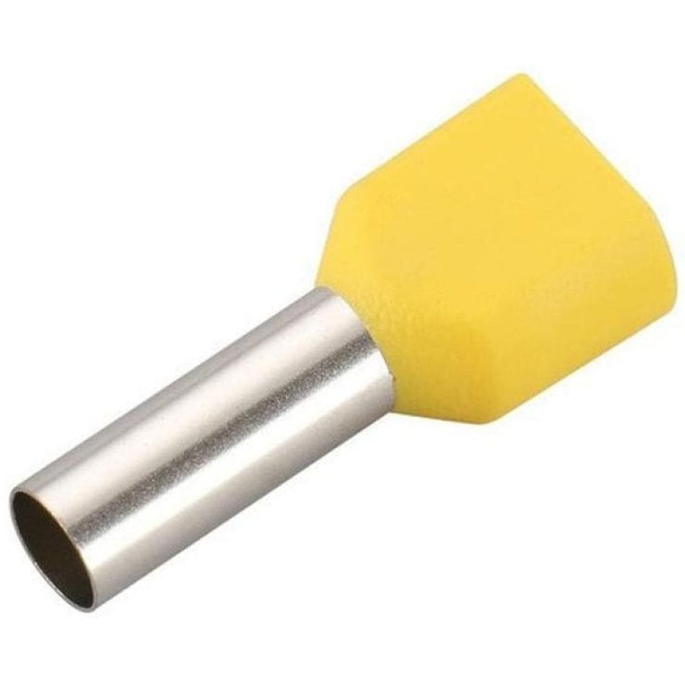 200 X Terminal Conector Tubular Ilhós Duplo 6,0Mm Amarelo