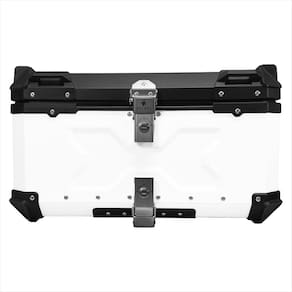 Baú de Moto Traseiro Tronos 60L-T-X em Alumínio - Base Universal - 60 Litros - Forro em Couro Sintético - Branco
