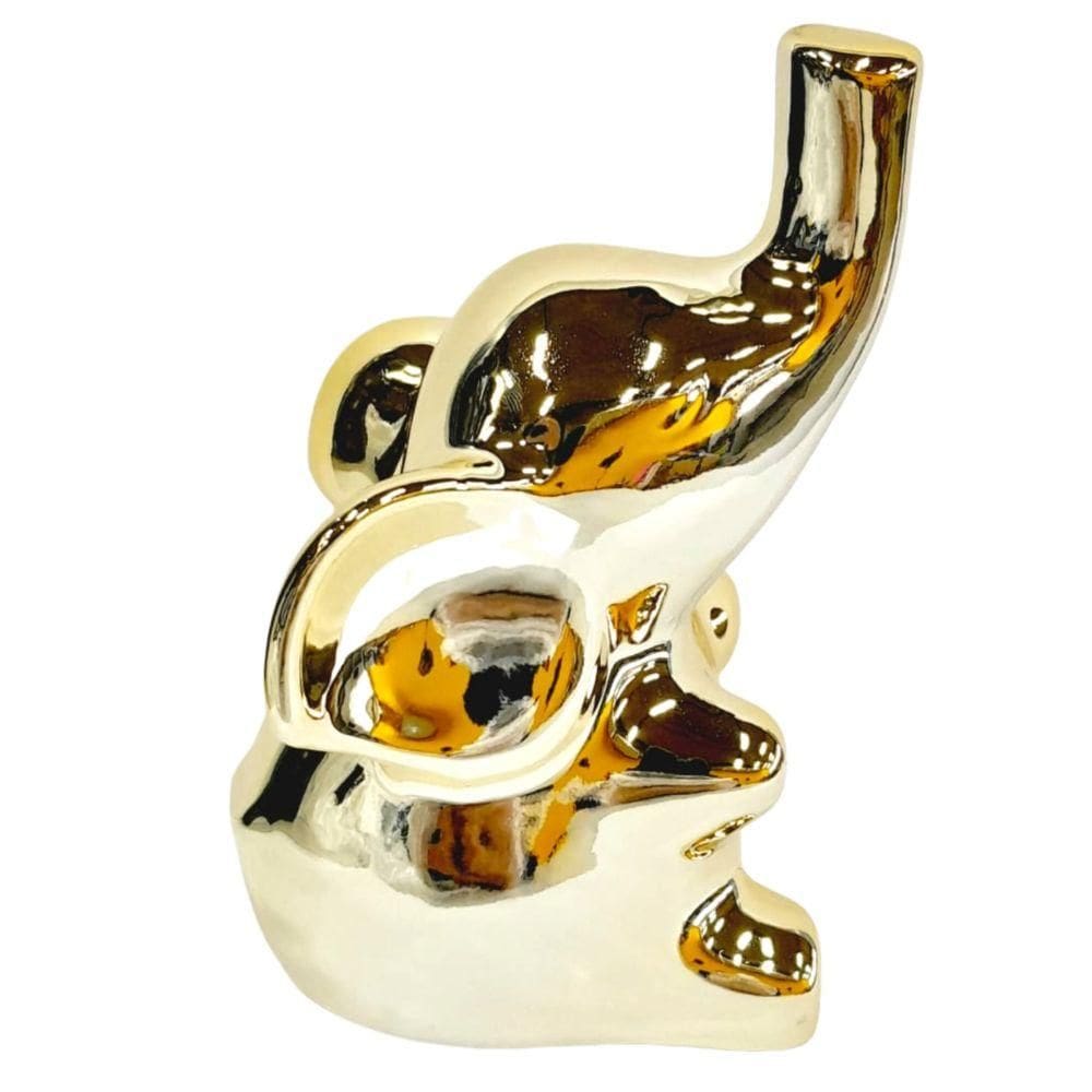 Figura Decorativa  Elefante  Dourado 13 cm - Western Home