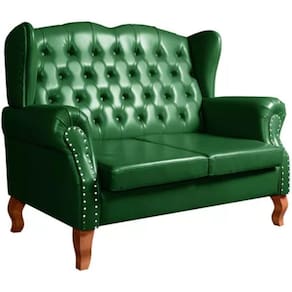 Sofá Chesterfield 2 Lugares Imperador Vintage Retrô Capitonê Couro Verde