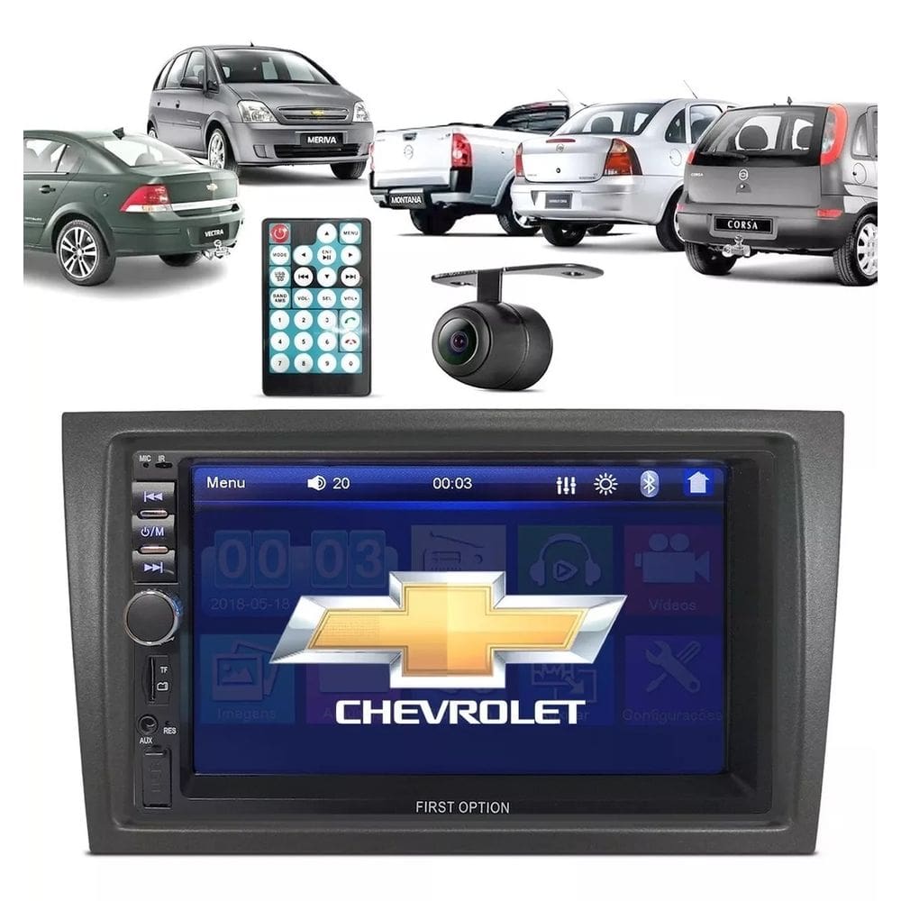 Kit Multimídia Vectra Meriva Mold Preta 7 Pol Carplay AndroidAuto USB FM BT - 7810HCPAA FirstOption