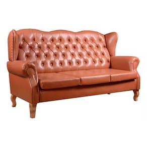 Sofá Chesterfield 3 Lugares Imperador Vintage Retrô Capitonê Couro Caramelo