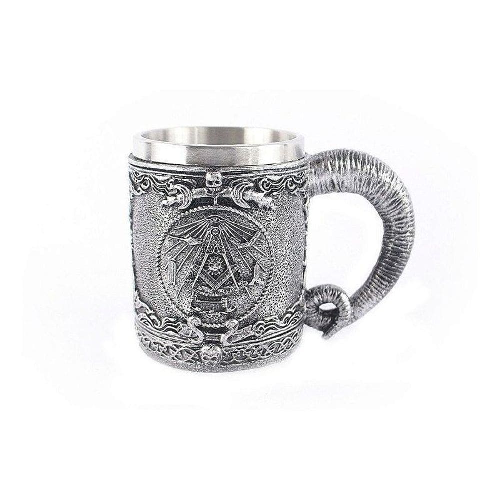 Caneca Medieval Maçônica Cavaleiro Aço Inox Retro