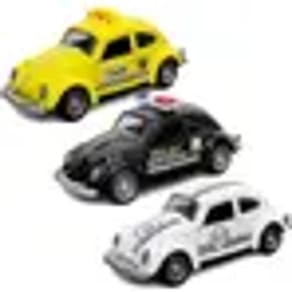 Kit 3 Super Carrinhos Ferro Fusca Clássico 1/32 Miniatura
