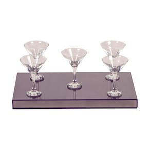Bandeja Espelho Fumê Taças Home Bar Luxo 40X25