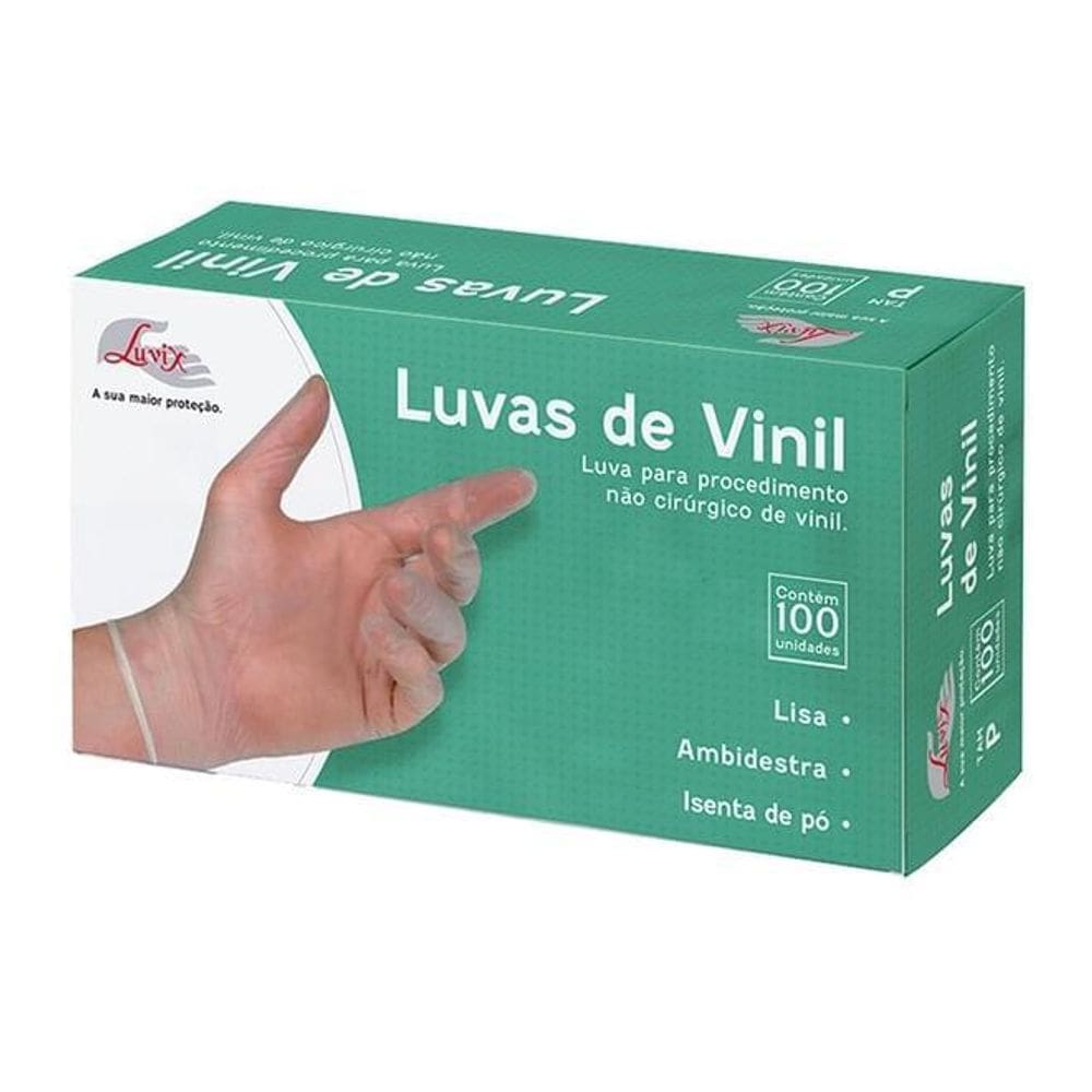 Luva Vinil Não Cirúrgico Sem Pó Caixa Com 100 Unids Tam G