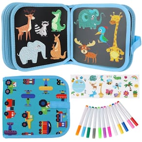 Conjunto de doodle de livros apagáveis Qrytoi Magic Drawing de 14 páginas com canetas