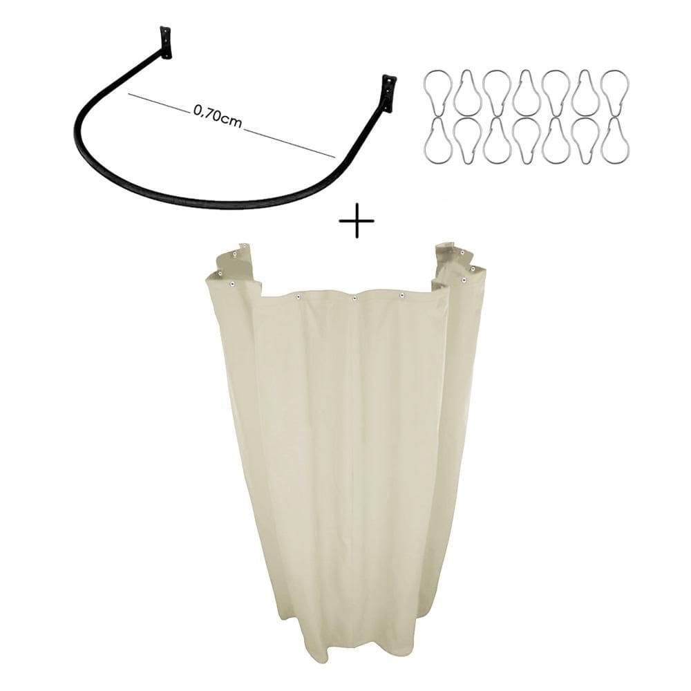 Kit Provador Cortina Blackout E Arco 70X70 Areia
