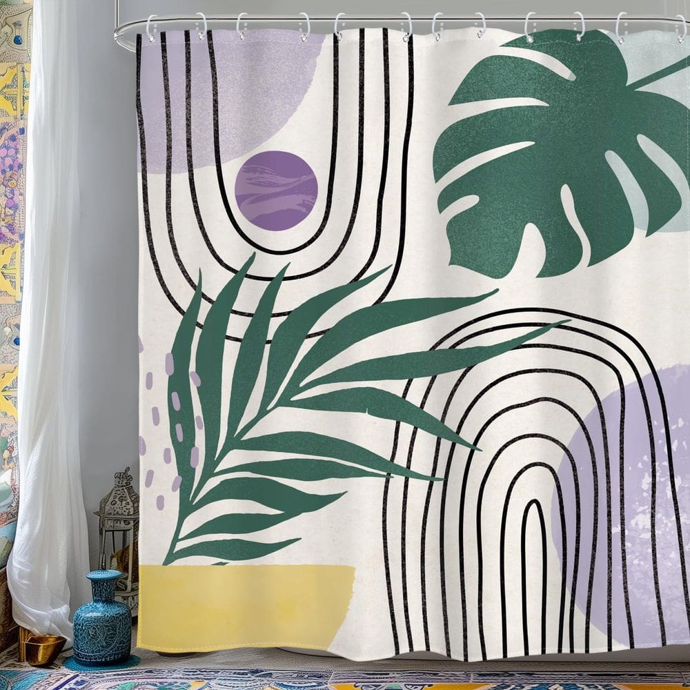 Cortina de chuveiro Glawry Boho Purple 153x180cm com ganchos