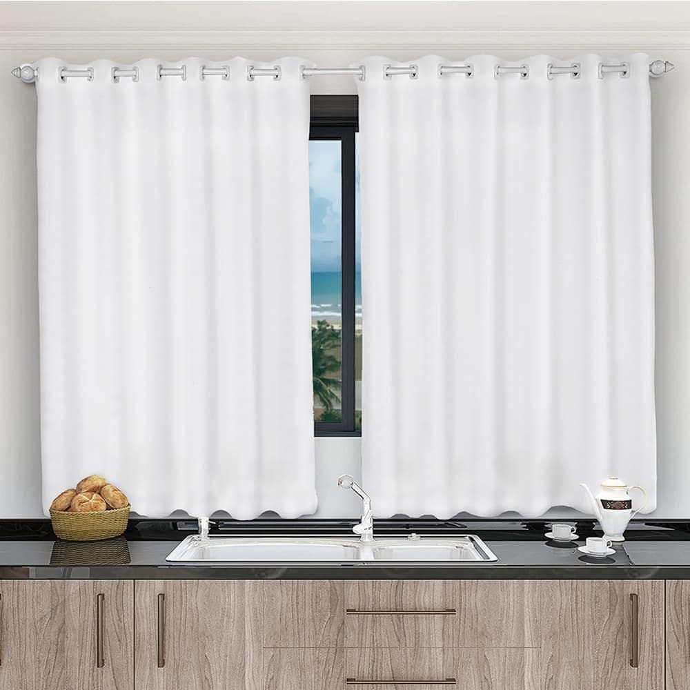 Cortina Para Janela De Cozinha 2,00X1,20 Tecido Liso Branco