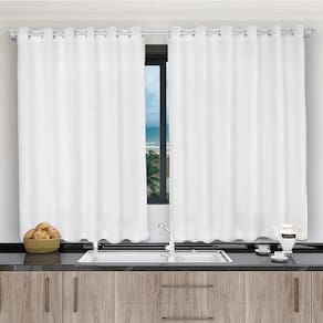 Cortina Para Janela De Cozinha 3,00X1,20 Tecido Liso Branco