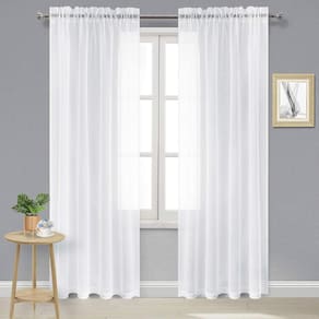 Cortinas transparentes DWCN brancas de 260 cm de comprimento para sala de estar, 2 unidades