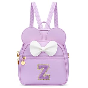 Mini mochila KKXIU Girls Initial Bowknot de couro sintético roxa