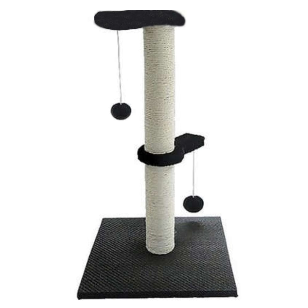 Arranhador P/ Gatos Poste C/ Brinquedo Duplo Exclusivo Preto