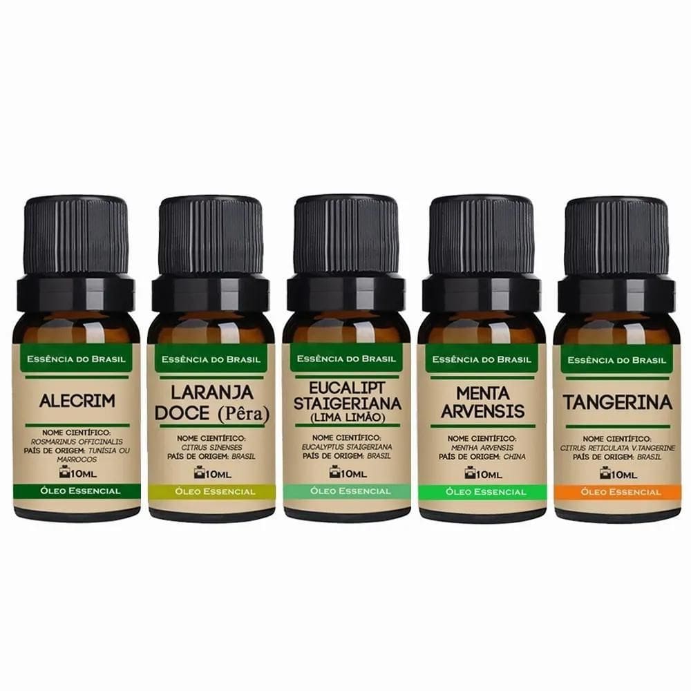 Kit Óleos Essenciais Aromaterapia 5 Unid. 10ml