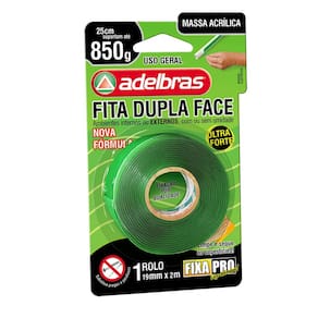 Fita Dupla Face Massa Adesiva Transparente Multiuso 19mm x 2m - Adelbras