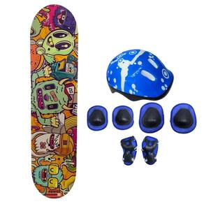 Skate Infantil Radical Monstro 50 Kg + Kit Proteção Círculo