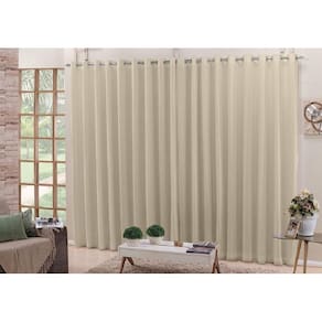 Cortina De Varão Voil Pérola 3,00X2,50 Forro Blackout Tecido