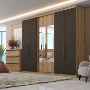 Guarda Roupa Casal com Espelho 6 Portas Passione Glass THB