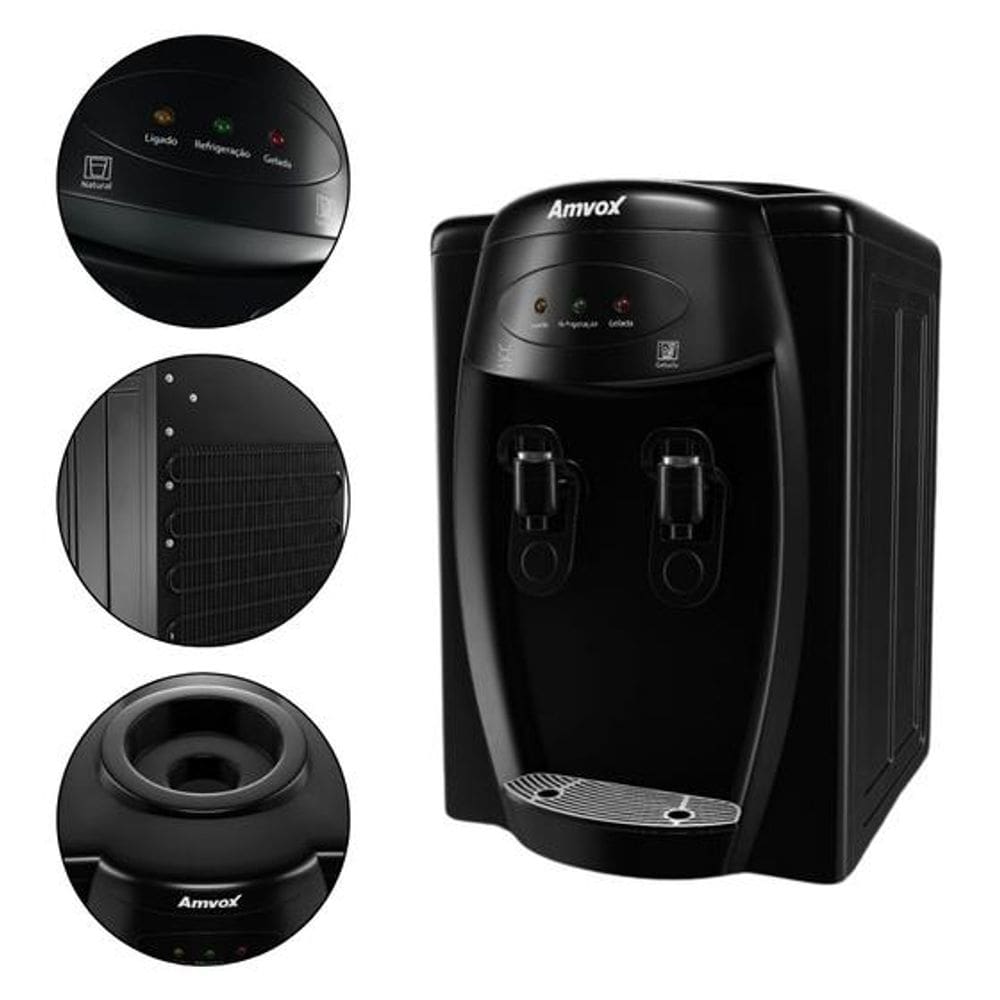 Bebedouro de Água De Mesa Com Duas Torneiras Amvox Abb 510 Com Compressor 1.6L