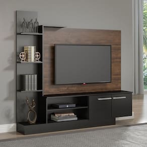 Estante Home TV Cairo 50 Pol Completo 165x155cm MDP Castanho 0633 Menu Móveis
