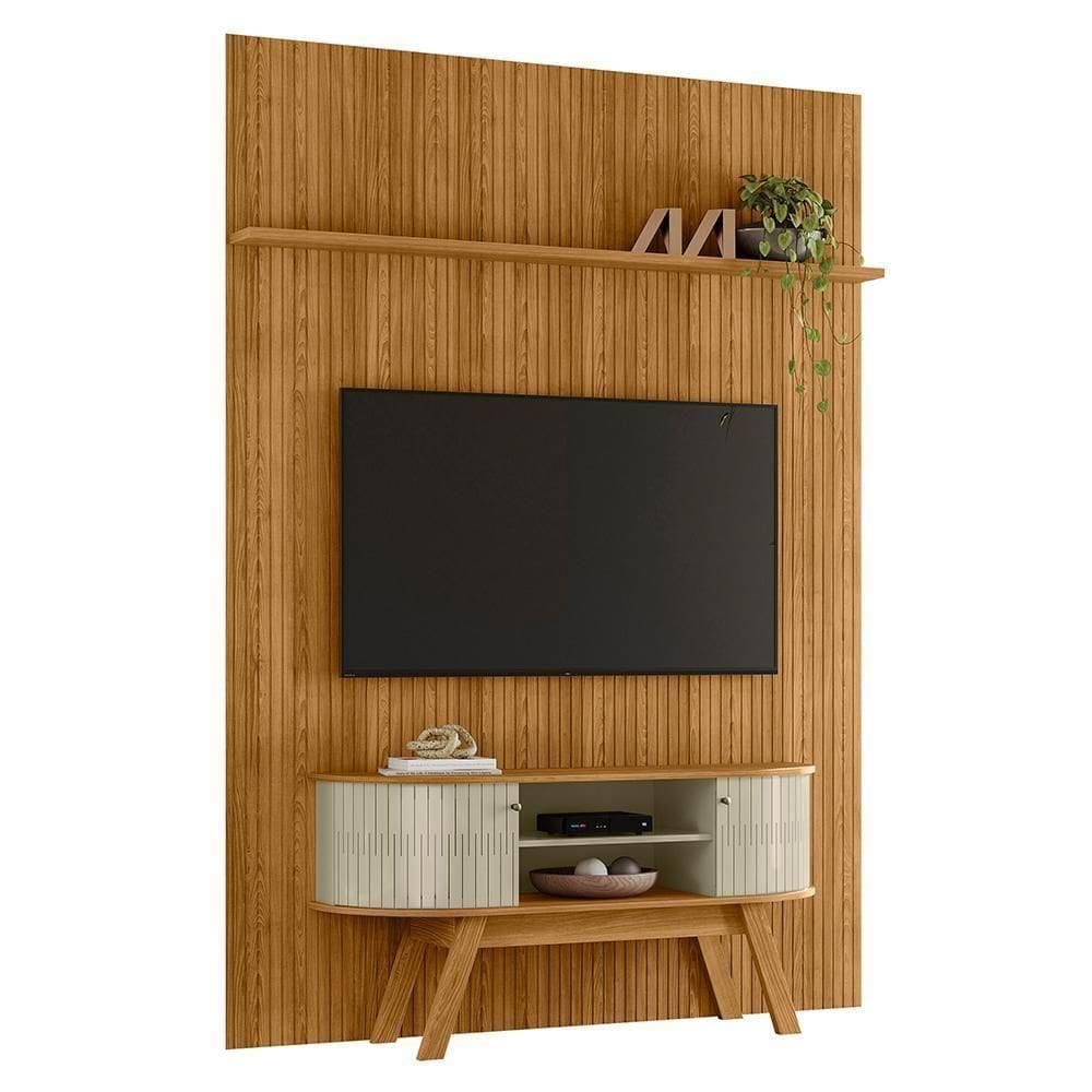 Rack Bancada Com Painel Silverstone Cumaru/opala Para Tv Até 75” - Madetec