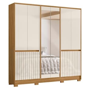 Guarda Roupa Casal Alasca 10 Portas Freijó/off White Com Espelho - Moval