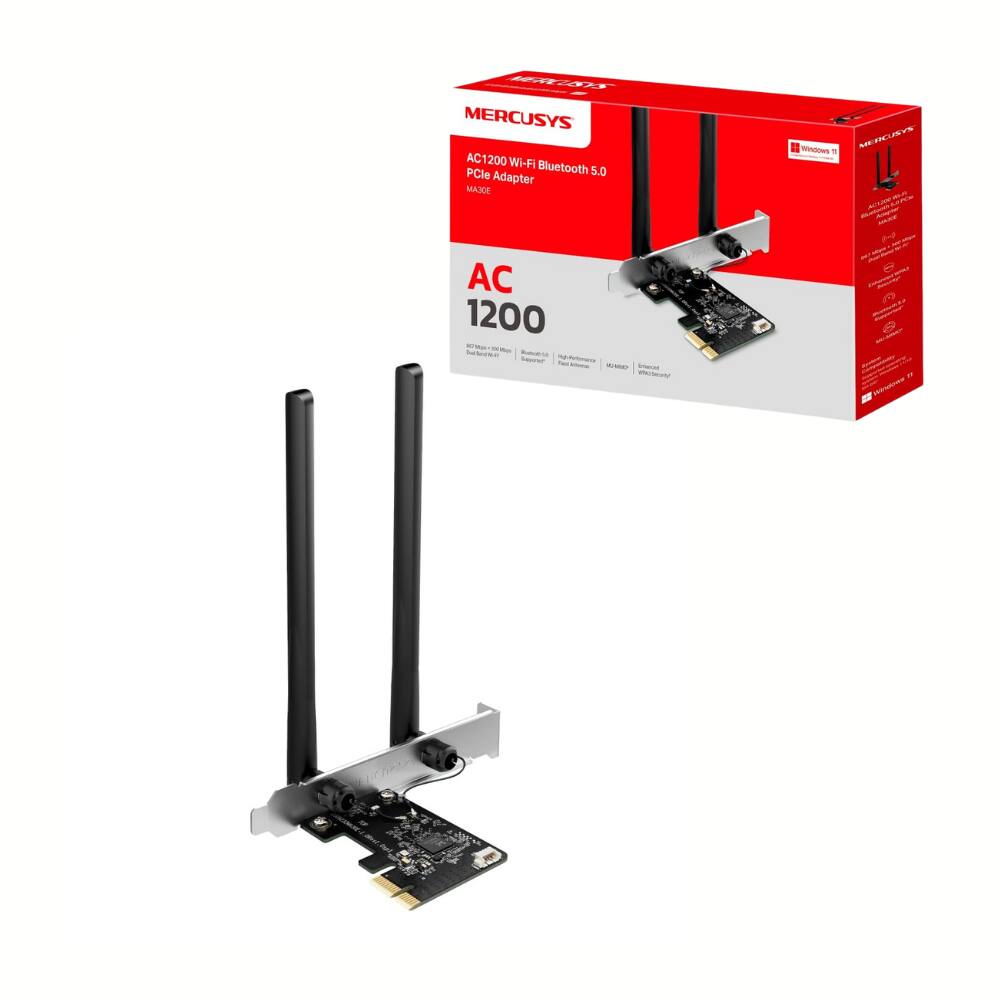 Adaptador Wifi Bluetooth 5.0 Mercusys MA30E WF PCIE AC1200