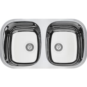 Cuba de Embutir Tramontina Isis 2C 34 BL 77x45cm em Aço Inox Alto Brilho com 2 Cubas