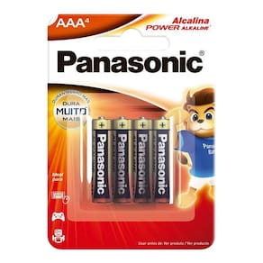 Pilha Panasonic Alcalina AAA Power Alkaline Palito 4 Unidades