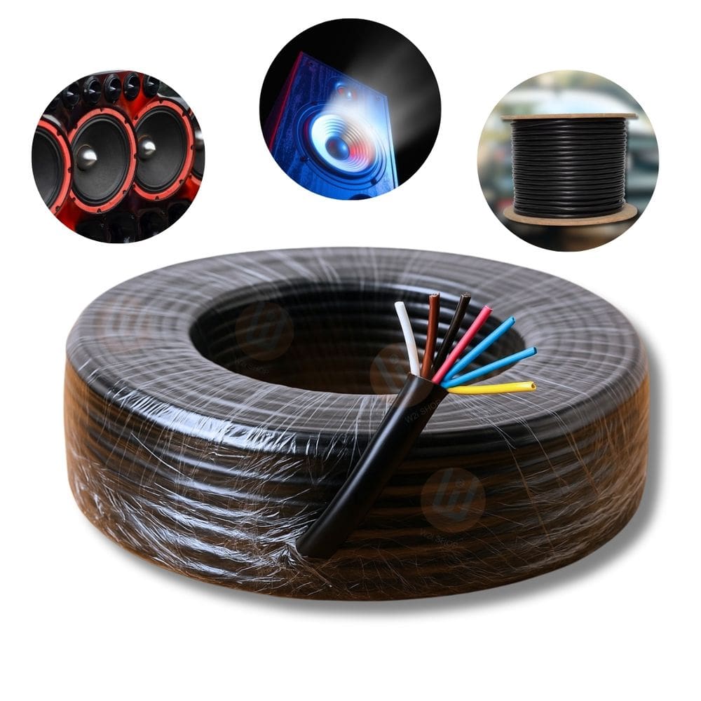 Cabo Rack Movel Paredão Qualidade Malha de Blindagem 100% Cobre Anti Ruído 4 RCA 7 Vias Remoto Positivo e Negativo 20M
