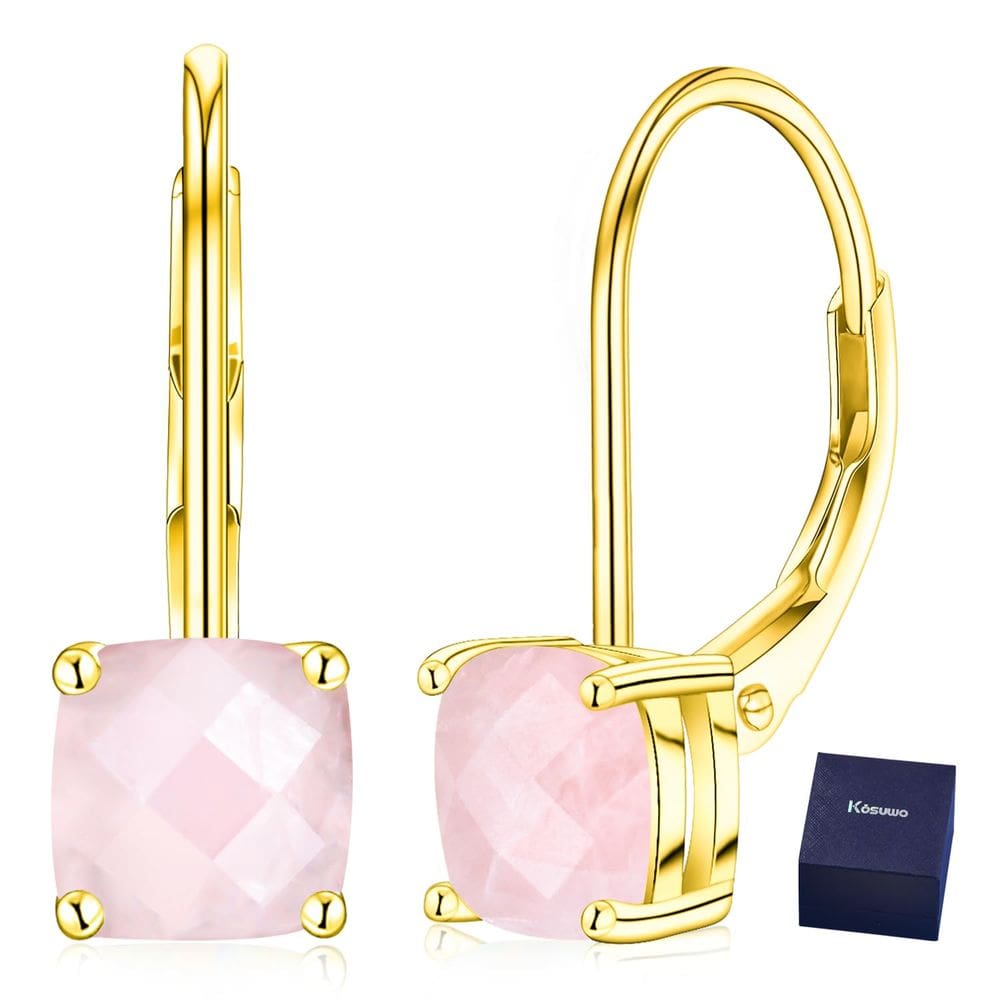 Brincos Kosuwo em prata esterlina 925 com cristal rosa para mulheres