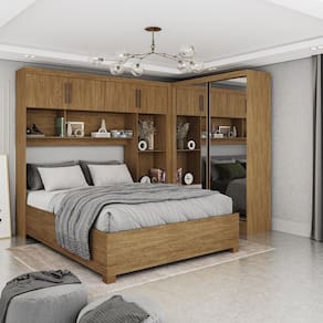 Quarto Modulado Casal com Espelho e Cama 6 Portas Belém Premium Carioca Móveis
