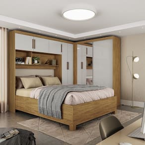 Quarto Modulado Casal com Espelho e Cama 7 Portas Belém Plus Carioca Móveis