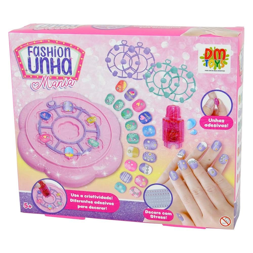 Kit Fazer Unha Decorativa Fashion Mania Dm toys Com Acessórios
