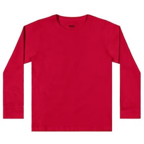 Camiseta Básica Infantil Elian Unissex Manga Longa Algodão