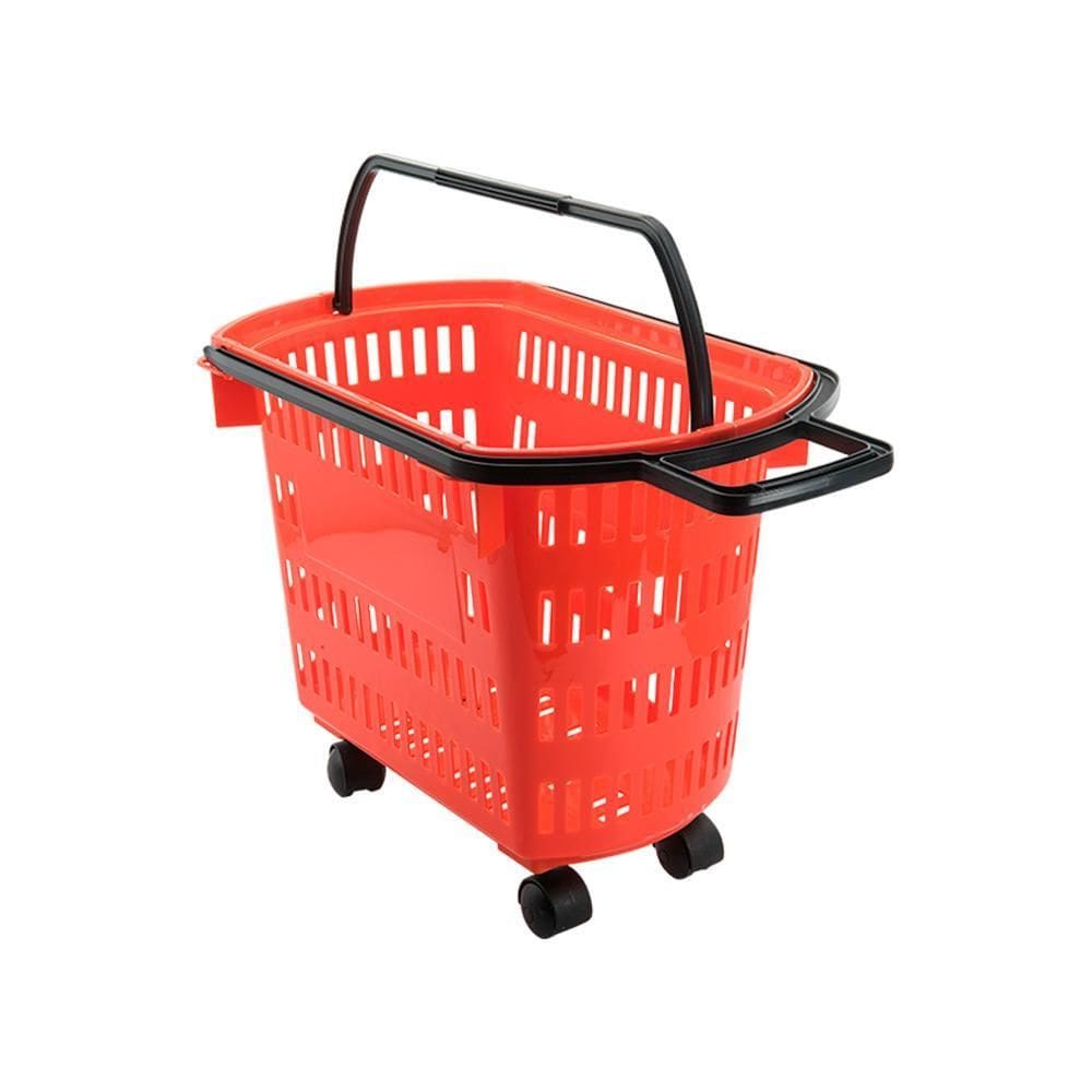 Cesta Mercearia 30L C/Rodas - Vermelho