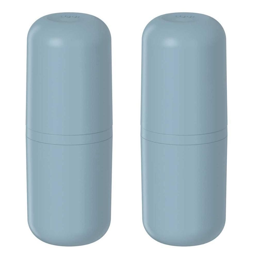 2X Porta Escova De Dente Banheiro Ou Bold Azul Com Tampa