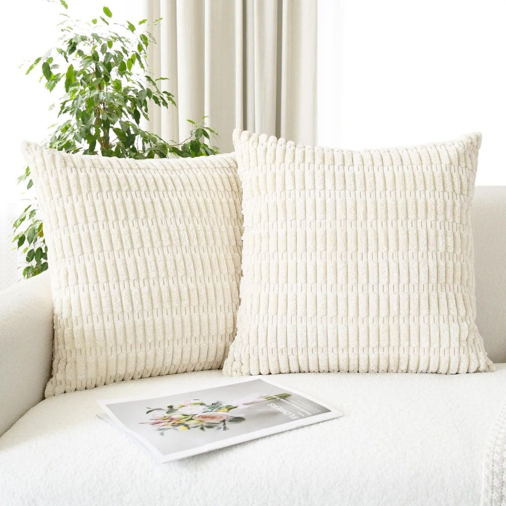 Capas de almofada CaliTime Comfy Corduroy Boho Listradas