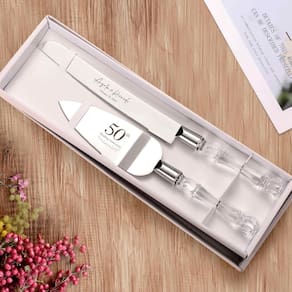 Conjunto personalizado de facas e servidores para bolo AW BRIDAL, 50º casamento