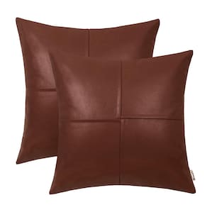 Capas de almofada BRAWARM, couro sintético, 55 cm x 55 cm, marrom x2