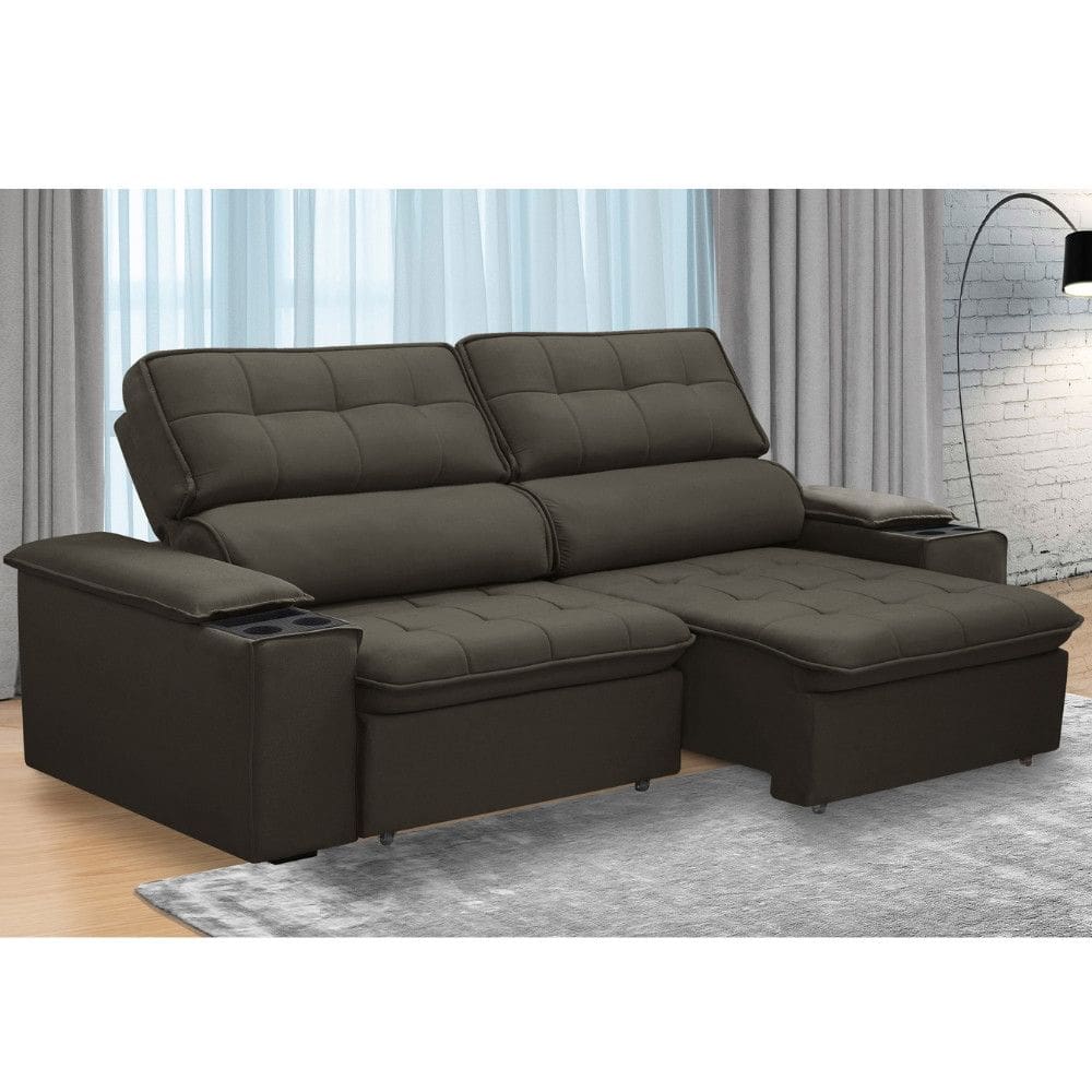 Sofá 3 Lugares Retrátil Reclinável 230cm Veludo Belfort Ferguile