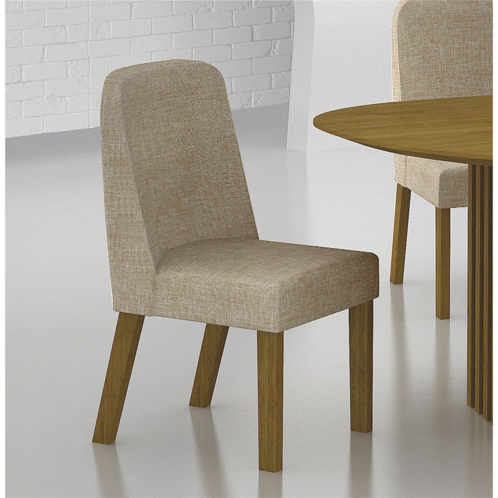 Conjunto 2 Cadeiras de Jantar Isis MDF e Linho Leifer